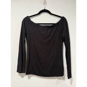 Z Supply Top Womens Large Black Scoop Neck Ribbed Minimalist Travel Quiet Luxury